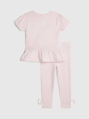 River Island Pink Satin Bow T-Shirt & Legging Set - Image 2 of 5