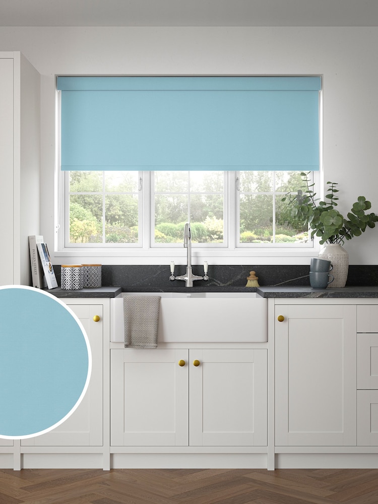 Sky Blue Echo Made to Measure Blackout Roller Blind - Image 1 of 6