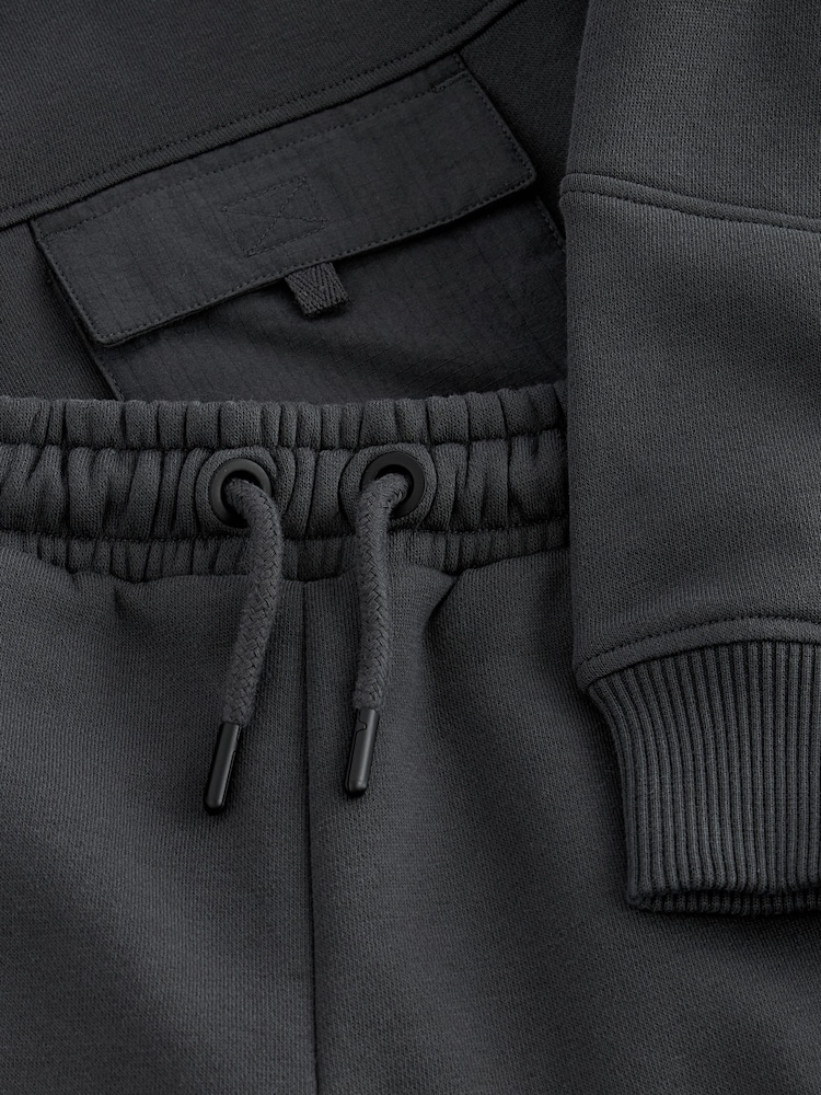 Charcoal Grey Set Utility Crew Neck Sweatshirt and Cargo Jogger Set (3-16yrs) - Image 4 of 4