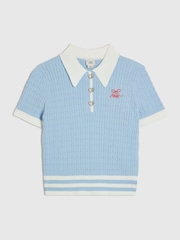River Island Blue Tipped Polo Top - Image 1 of 4