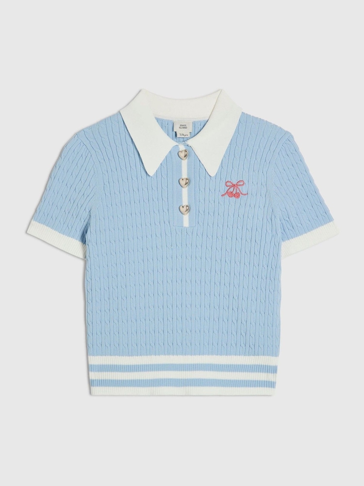 River Island Blue Tipped Polo Top - Image 1 of 4