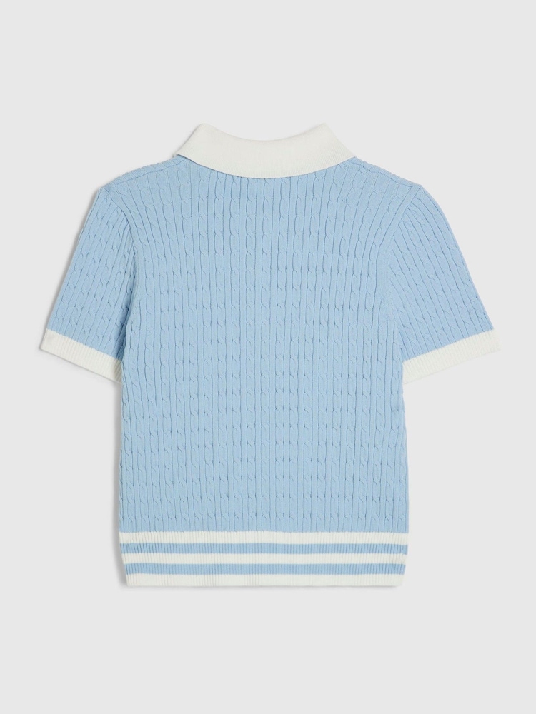 River Island Blue Tipped Polo Top - Image 2 of 4