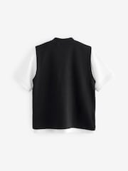 Black/White Utility Zip Front Vest and T-Shirt Set (3-16yrs) - Image 6 of 9