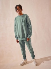 Sage Green Set Utility Crew Neck Sweatshirt and Cargo Jogger Set (3-16yrs) - Image 1 of 11