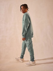 Sage Green Set Utility Crew Neck Sweatshirt and Cargo Jogger Set (3-16yrs) - Image 5 of 11