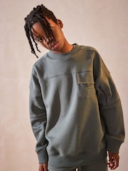 Sage Green Set Utility Crew Neck Sweatshirt and Cargo Jogger Set (3-16yrs) - Image 7 of 11