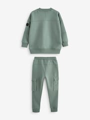 Sage Green Set Utility Crew Neck Sweatshirt and Cargo Jogger Set (3-16yrs) - Image 9 of 11