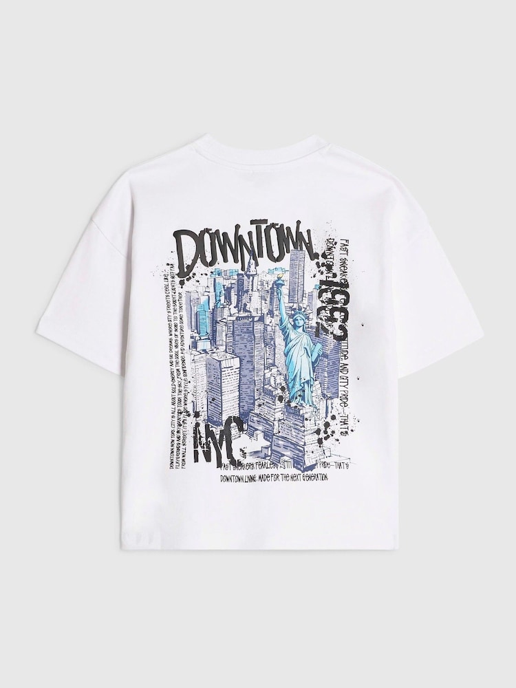 River Island White NYC Graphic Regular Fit T-Shirt - Image 2 of 4