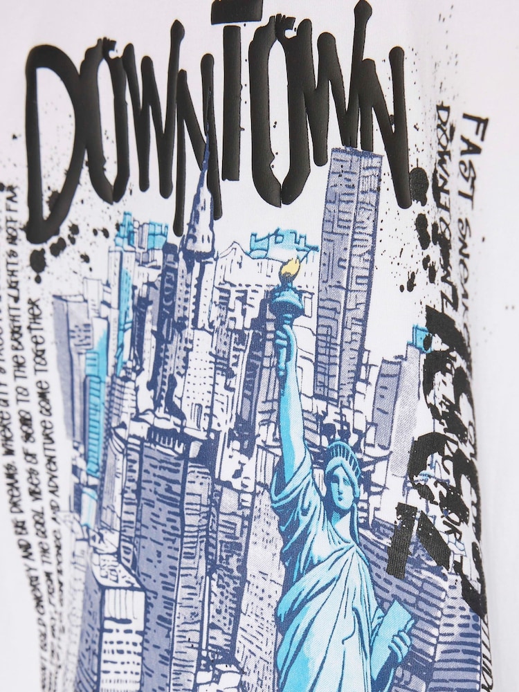 River Island White NYC Graphic Regular Fit T-Shirt - Image 4 of 4