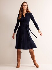 Boden Blue Rachel Knitted Shirt Dress - Image 1 of 6