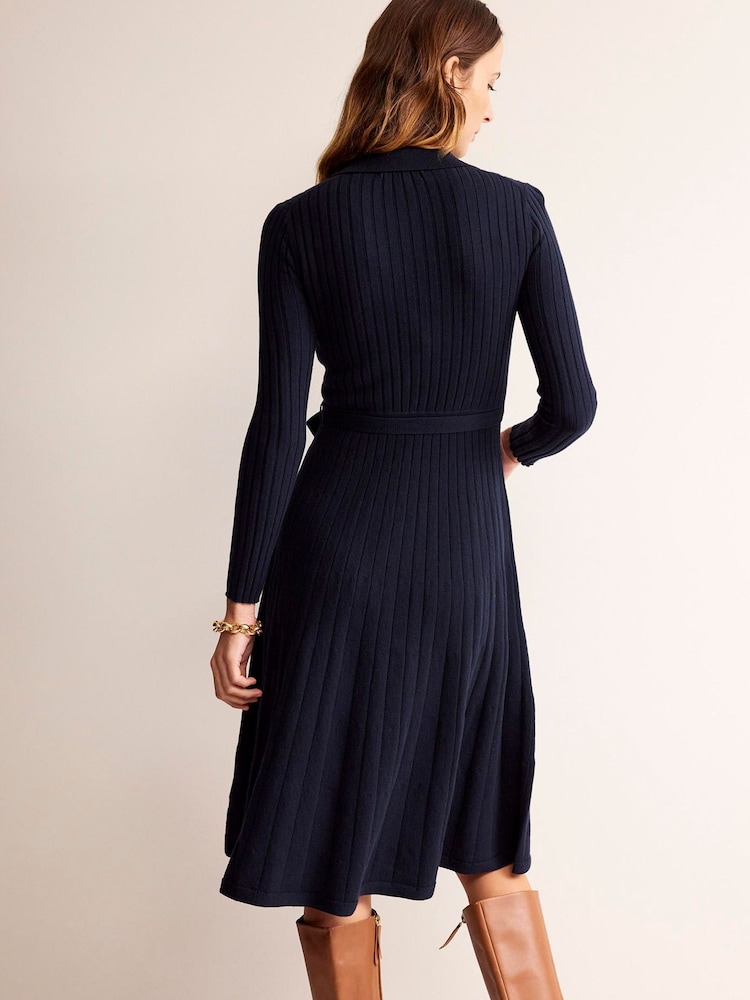 Boden Blue Rachel Knitted Shirt Dress - Image 2 of 6