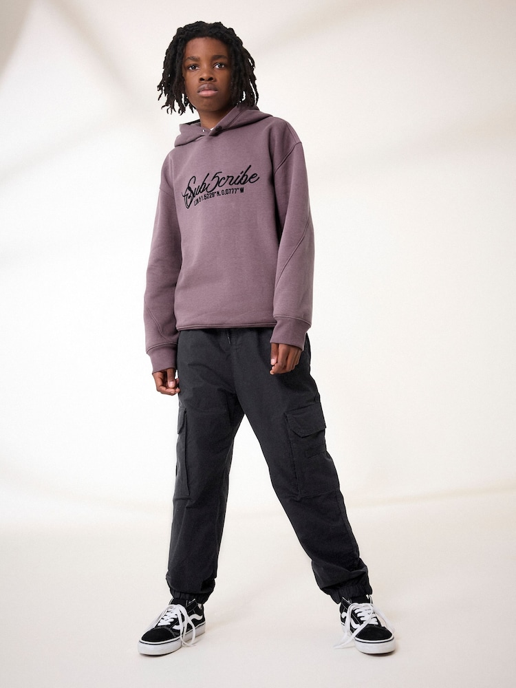 Plum Purple Subscribe 100% Cotton Hoodie and Parachute Set (3-16yrs) - Image 1 of 7