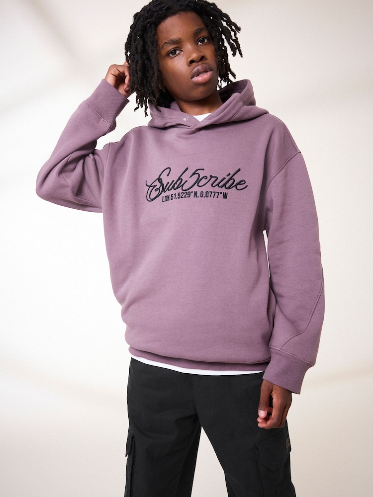 Plum Purple Subscribe 100% Cotton Hoodie and Parachute Set (3-16yrs) - Image 2 of 7