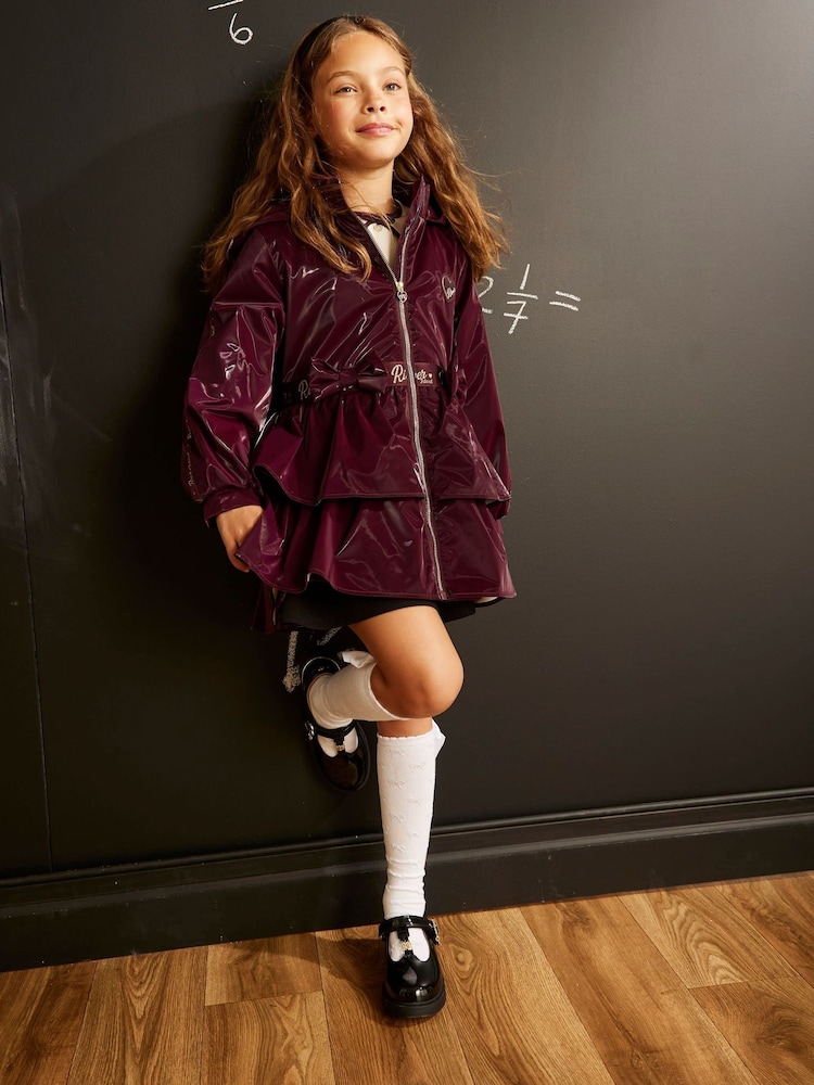 River Island Red Frill Bow Raincoat - Image 1 of 6 River Island Red Frill Bow Raincoat - Image 1 of 6
