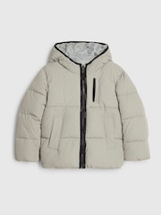 River Island Grey Padded Hooded Jacket - Image 3 of 6