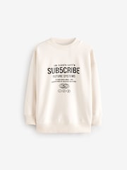 Cream Subscribe Crew Neck Sweat Top (3-16yrs) - Image 1 of 3