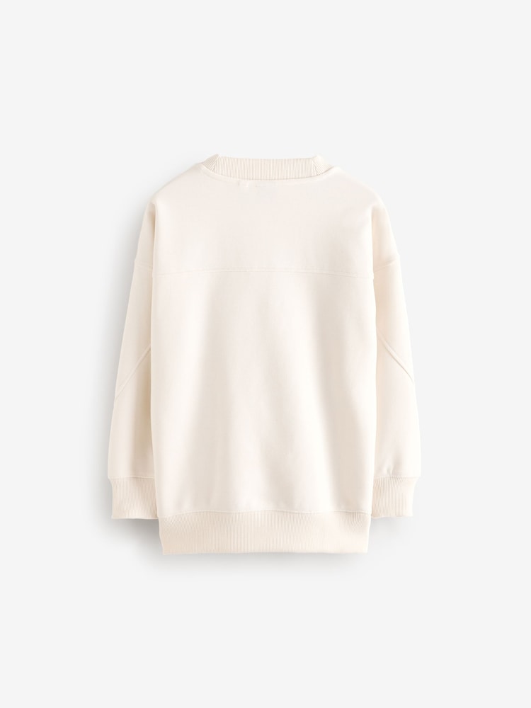 Cream Subscribe Crew Neck Sweat Top (3-16yrs) - Image 2 of 3