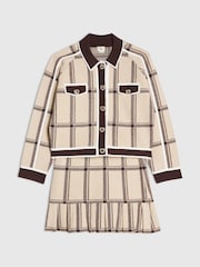 River Island Cream Check Cardigan & Skirt Set - Image 3 of 5