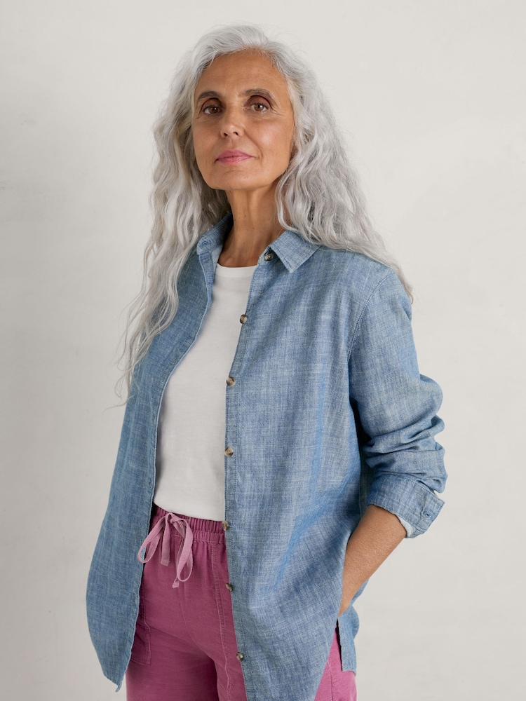 Seasalt Cornwall Blue Sailmaker Chambray Shirt - Image 1 of 6