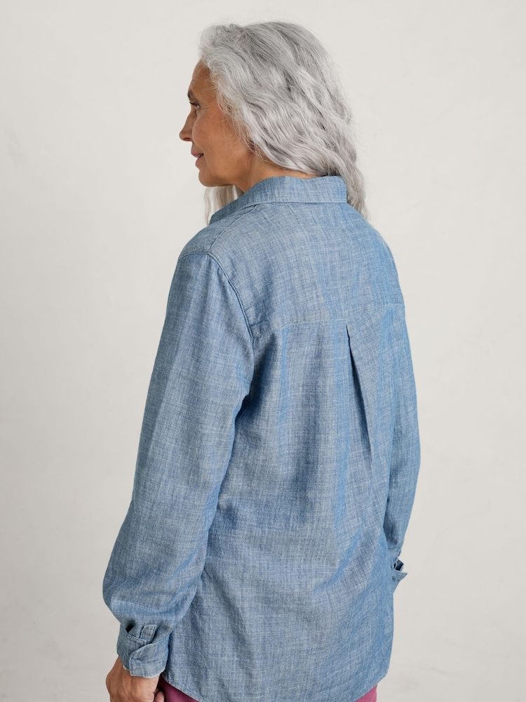 Seasalt Cornwall Blue Sailmaker Chambray Shirt - Image 2 of 6