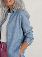 Seasalt Cornwall Blue Sailmaker Chambray Shirt - Image 4 of 6
