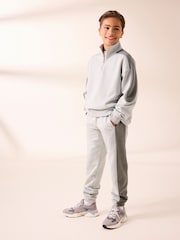 Grey Zip Neck Sweat Top and Jogger Set (3-16yrs) - Image 1 of 6