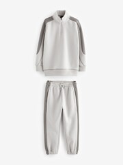 Grey Zip Neck Sweat Top and Jogger Set (3-16yrs) - Image 3 of 6