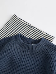 Navy Stripe 100% Cotton Baby Knitted Top and Leggings Set (0mths-2yrs) - Image 13 of 16