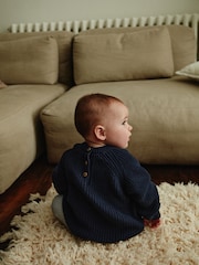 Navy Stripe 100% Cotton Baby Knitted Top and Leggings Set (0mths-2yrs) - Image 3 of 16