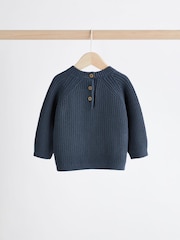 Navy Stripe 100% Cotton Baby Knitted Top and Leggings Set (0mths-2yrs) - Image 9 of 16
