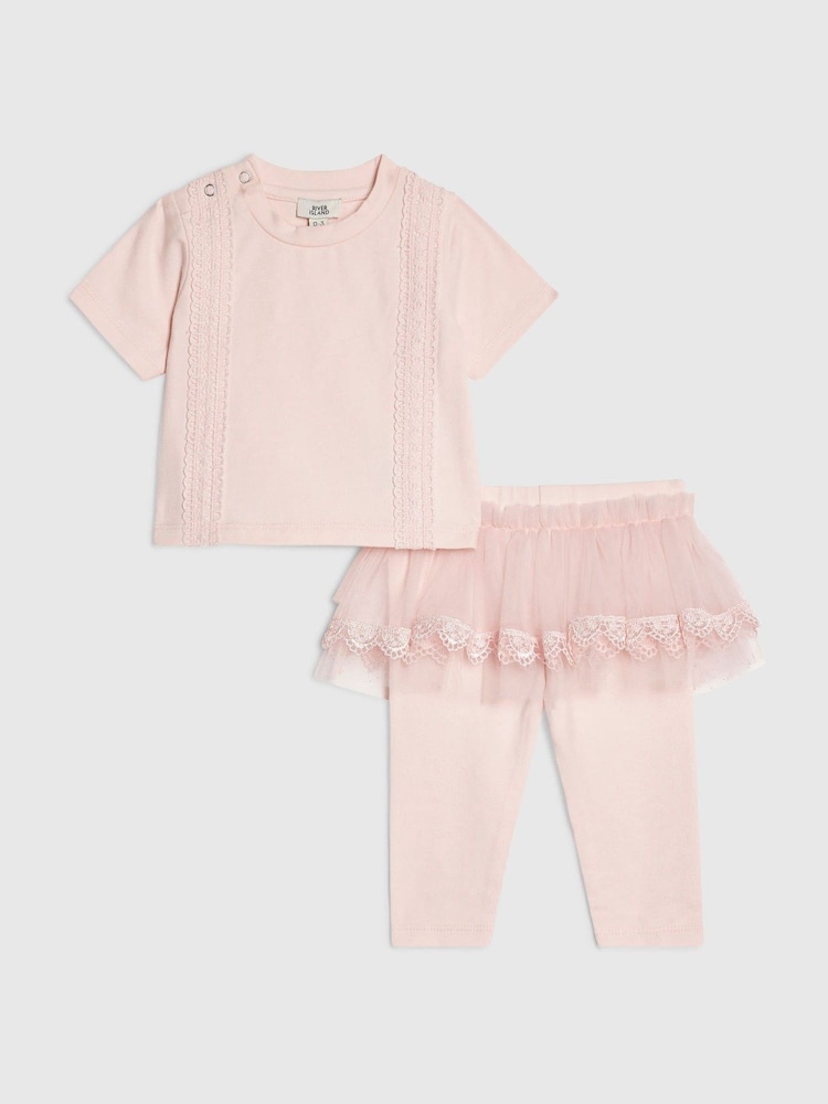River Island Pink Tulle Top & Legging Set - Image 1 of 5