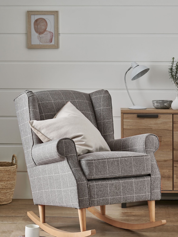 Tweedy Check Lawson Mid Grey Sherlock Rocking Chair - Image 1 of 7