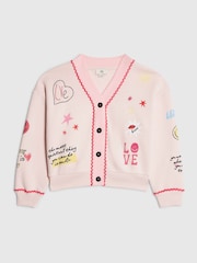 River Island Pink Love Icon Cardigan - Image 1 of 4