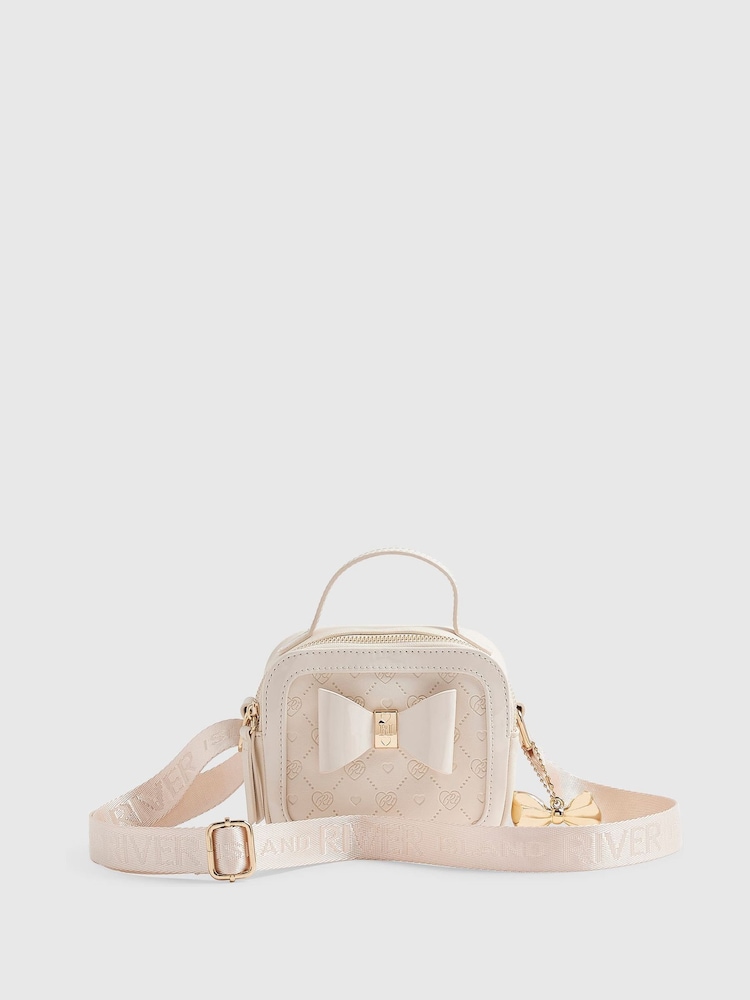 Cream - River Island torba preko tijela s mašnom - Slika 1 od 5