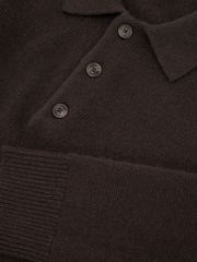 بني - Reiss Daunton 100% Cashmere Half-Button Polo Shirt - صورة 7 من 7