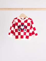 Red Checkerboard Christmas Santa Baby Knitted Top and Leggings Set (0mths-2yrs) - Image 4 of 12