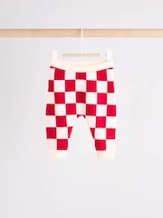 Red Checkerboard Christmas Santa Baby Knitted Top and Leggings Set (0mths-2yrs) - Image 7 of 12