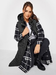 Czarny - Yours Curve Chevron Heavyweight Longline Gilet - Image 1 of 5