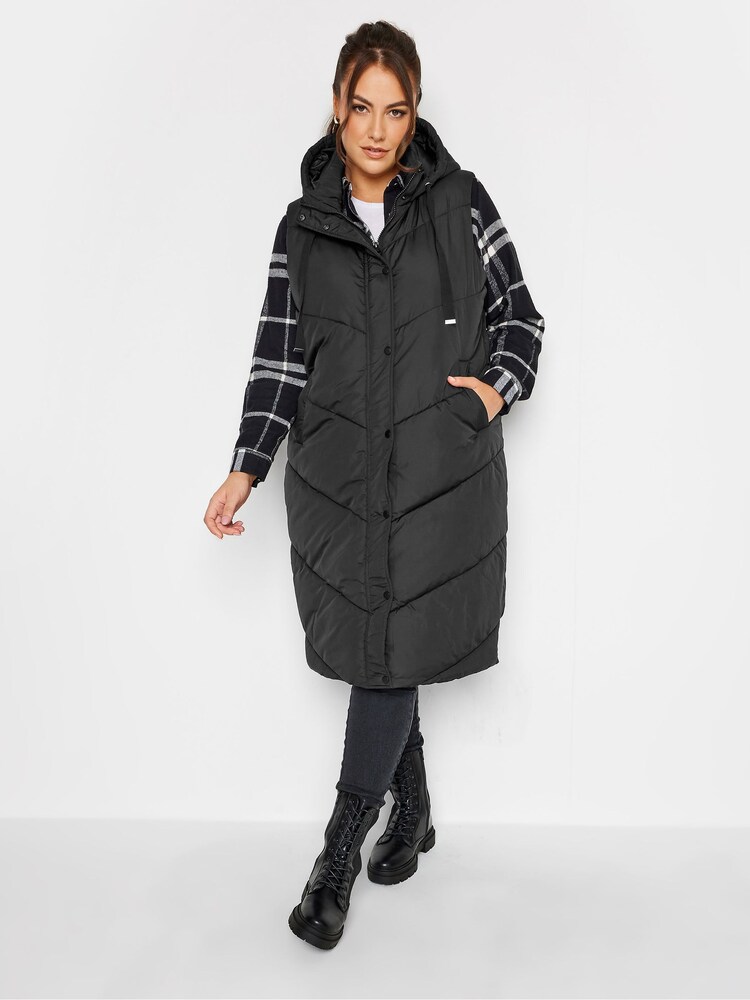 Czarny - Yours Curve Chevron Heavyweight Longline Gilet - Image 3 of 5