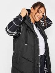 Czarny - Yours Curve Chevron Heavyweight Longline Gilet - Image 5 of 5