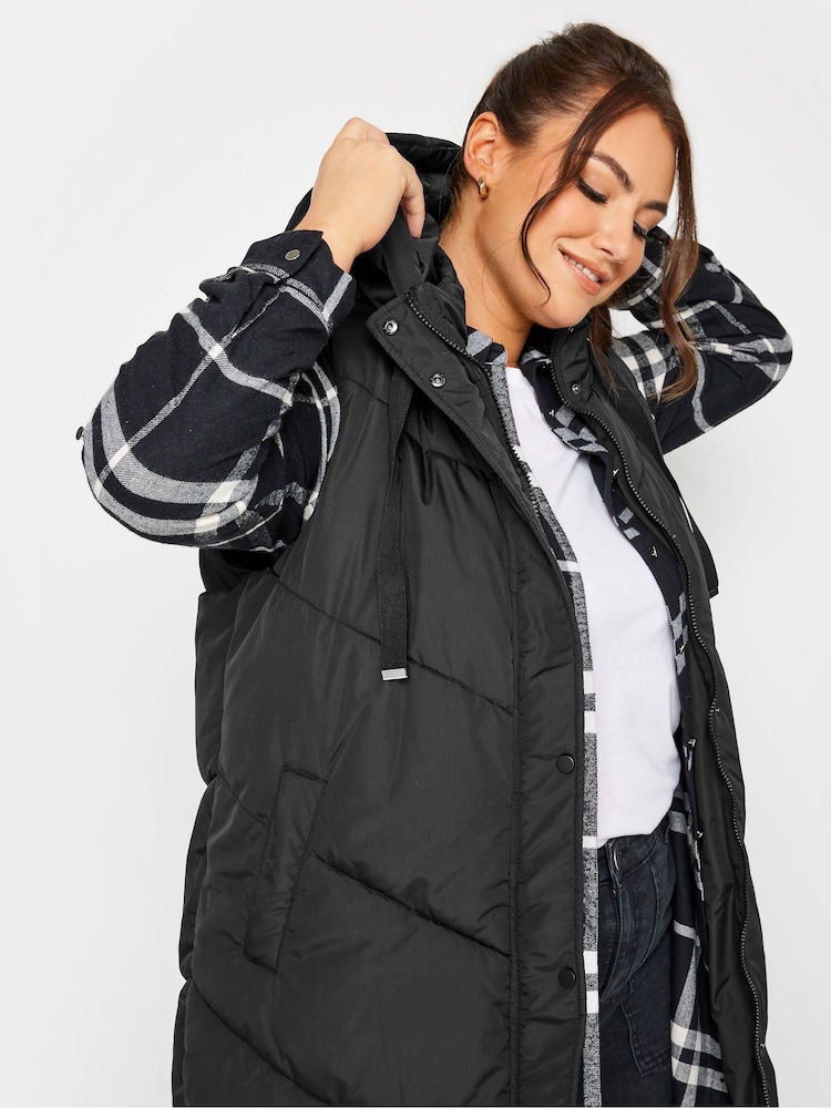 Czarny - Yours Curve Chevron Heavyweight Longline Gilet - Image 5 of 5