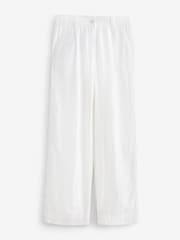 White Linen Blend Wide Leg Trousers - Image 5 of 6