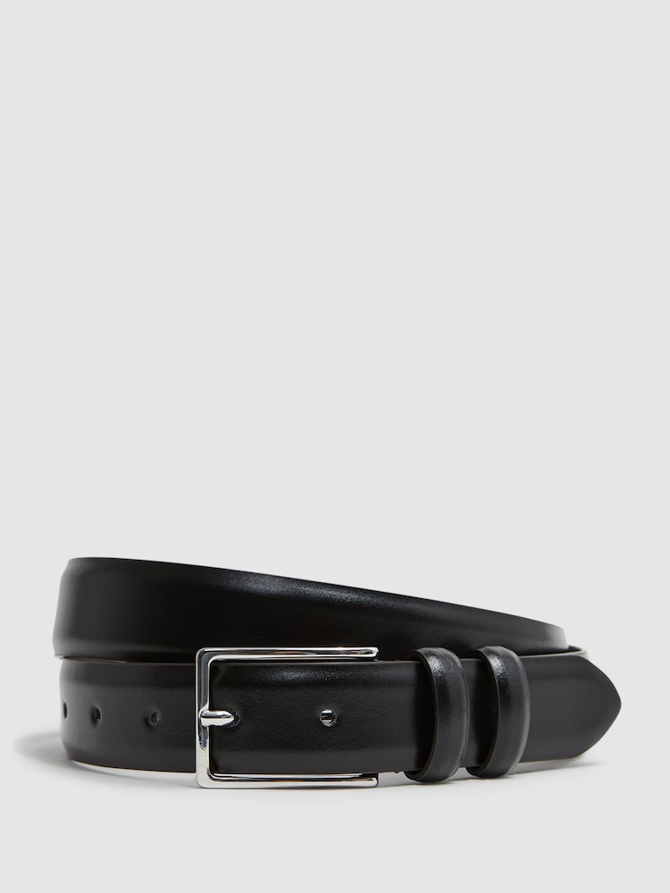 Reiss Black Dante Smooth Leather Belt - Image 1 of 4