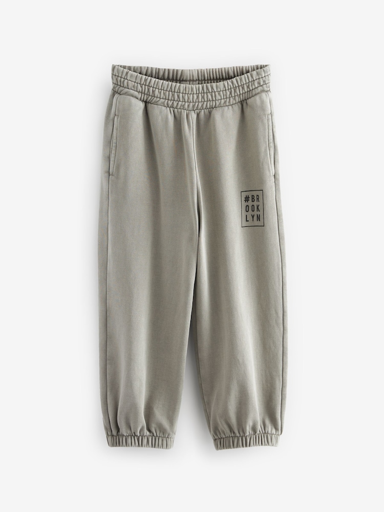 Grey Loose Fit 100% Cotton Garment Dyed Joggers (3-16yrs) - Image 1 of 3