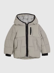 Pelēks - River Island polsterēta jaka ar kapuci - Attēls 1 no 4