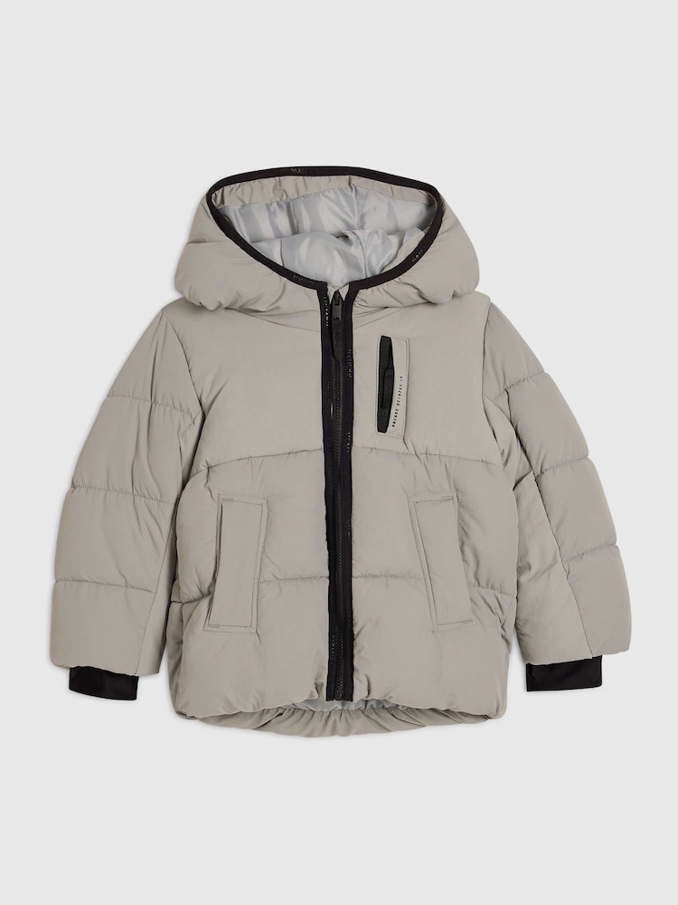 Pelēks - River Island polsterēta jaka ar kapuci - Attēls 1 no 4