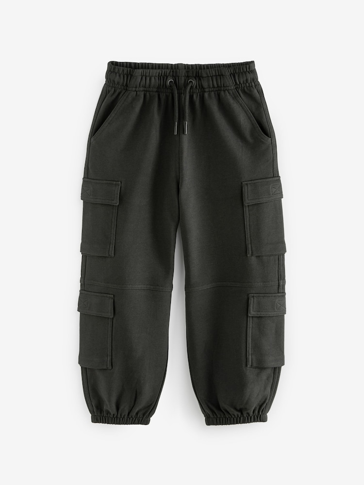 Black 100% Cotton Parachute Style Jersey Joggers (3-16yrs) - Image 1 of 3