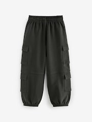 Black 100% Cotton Parachute Style Jersey Joggers (3-16yrs) - Image 2 of 3