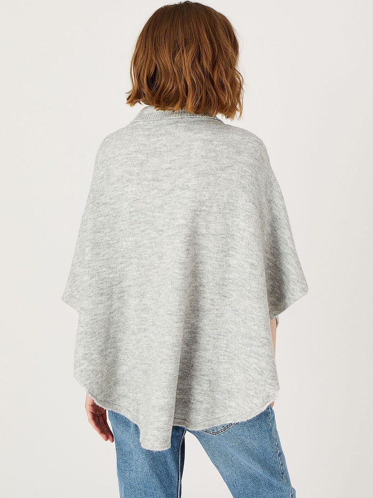 Accessorize Grey Cosy Knit Pullover Poncho - Image 2 of 4