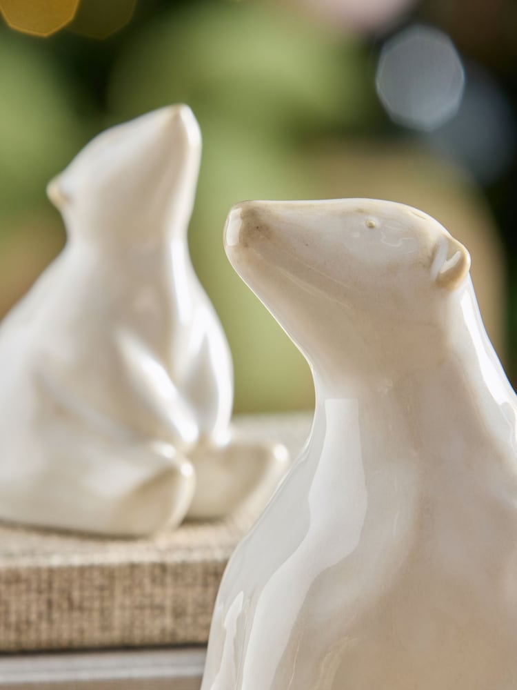 White Set of 2 Polar Bear Ornaments - Image 2 of 4